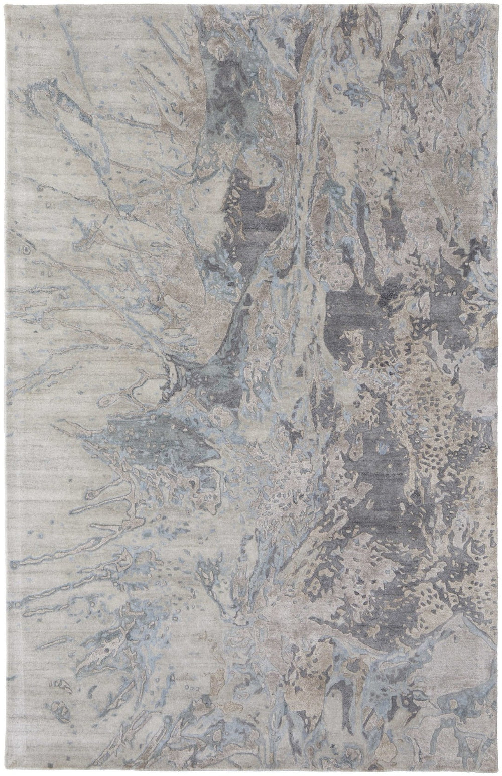 HomeRoots 10' Gray Tan and Blue Abstract Hand-Tufted Area Rug - Unique Distressed Design for Modern Spaces 616940