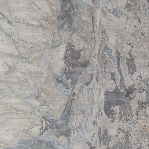 Homeroots 10' X 14' Abstract Hand-tufted Distressed Area Rug – Unique Artisan Craftsmanship For Cozy Spaces Gray,Tan,Blue Wool Blend 616940