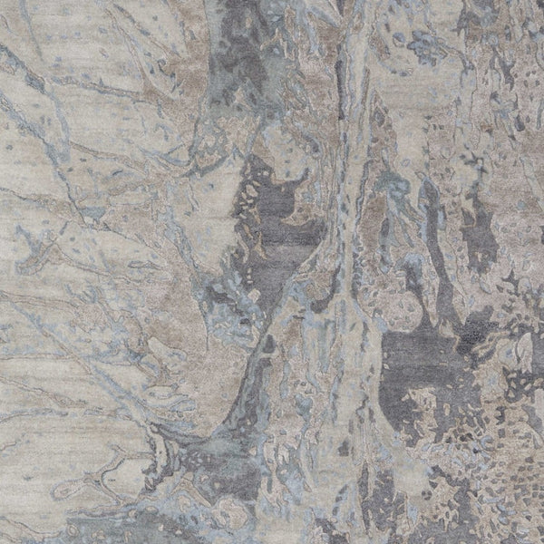 Homeroots 10' X 14' Abstract Hand-tufted Distressed Area Rug – Unique Artisan Craftsmanship For Cozy Spaces Gray,Tan,Blue Wool Blend 616940