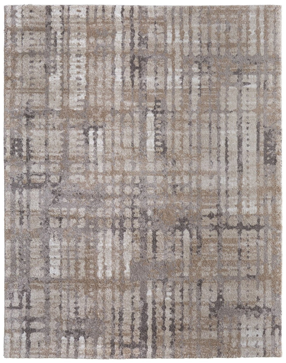 HomeRoots 10' Stylish Abstract Distressed Area Rug in Brown, Tan & Ivory – Perfect for Modern Homes & Durability 10' X 13' 616941