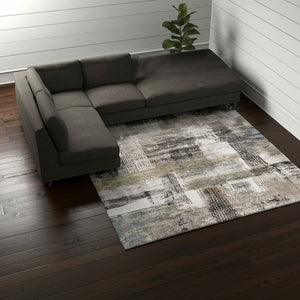 Homeroots 10' Stylish Abstract Distressed Area Rug - Durable, Stain Resistant, Perfect For Pets & Kids Spaces Gray,Taupe,Ivory Polypropylene Blend 616942