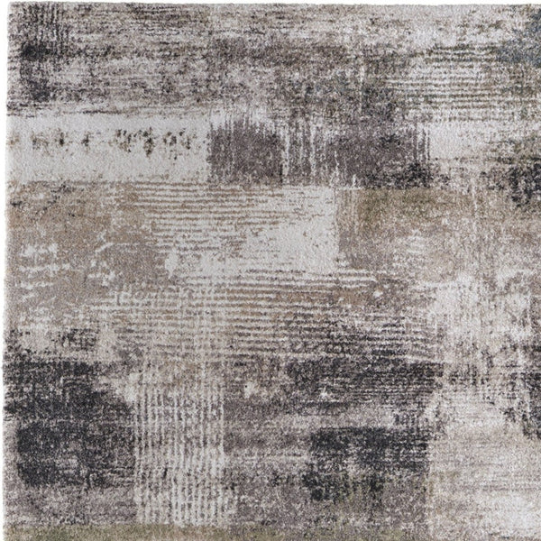 Homeroots 10' Stylish Abstract Distressed Area Rug - Durable, Stain Resistant, Perfect For Pets & Kids Spaces Gray,Taupe,Ivory Polypropylene Blend 616942