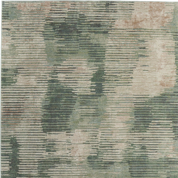 Homeroots 10' Stylish Abstract Distressed Area Rug – Durable, Stain-resistant Design For Homes With Kids & Pets Green,Ivory,Brown Polypropylene Blend 616943