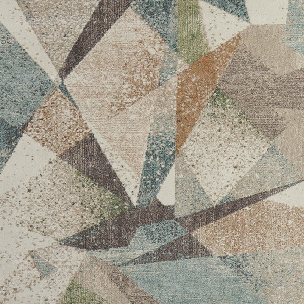 Homeroots 10' X 13' Stylish Checkered Area Rug - Durable, Stain Resistant, Perfect For Homes With Kids & Pets Ivory,Blue,Green Polypropylene Blend 616944