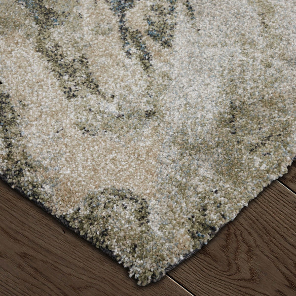 Homeroots 10' Artistic Abstract Area Rug – Stain Resistant, Durable, Boho Style For Cozy Home Decor Gray,Green,Ivory Polypropylene Blend 616945