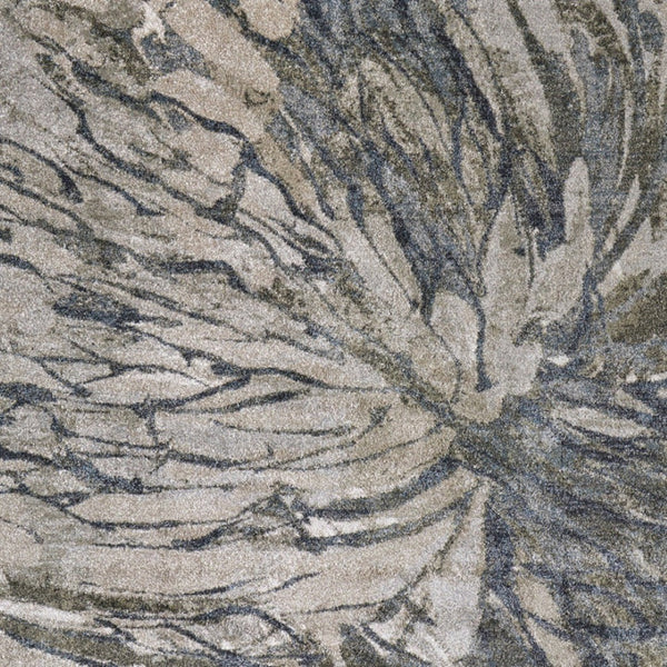 Homeroots 10' Artistic Abstract Area Rug – Stain Resistant, Durable, Boho Style For Cozy Home Decor Gray,Green,Ivory Polypropylene Blend 616945