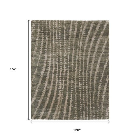 Homeroots 10' Stylish Abstract Area Rug - Durable, Stain Resistant & Perfect For Homes With Kids And Pets! Green,Tan Polypropylene Blend 616946