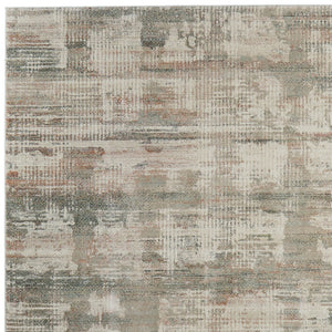 Homeroots 10' Textured Abstract Distressed Area Rug For Kids And Pets - Stain-resistant, Durable, Stylish Home Decor Ivory,Gray,Green Polypropylene Blend 616950