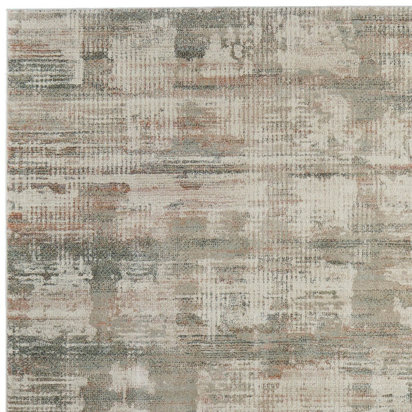 Homeroots 10' Textured Abstract Distressed Area Rug For Kids And Pets - Stain-resistant, Durable, Stylish Home Decor Ivory,Gray,Green Polypropylene Blend 616950