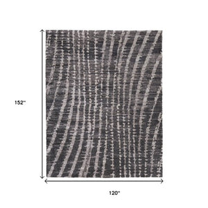 Homeroots 10' Stylish Abstract Area Rug - Durable, Stain Resistant & Perfect For Homes With Kids And Pets! Black,Gray,Ivory Polypropylene Blend 616954