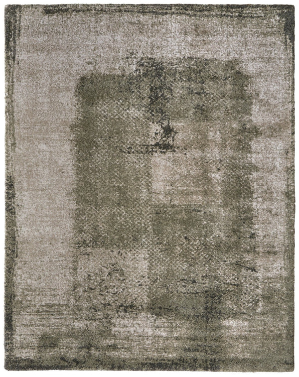HomeRoots 10' Green and Tan Abstract Distressed Area Rug - Modern Softness, Durable Design for High-Traffic Spaces 10' X 13' 616956