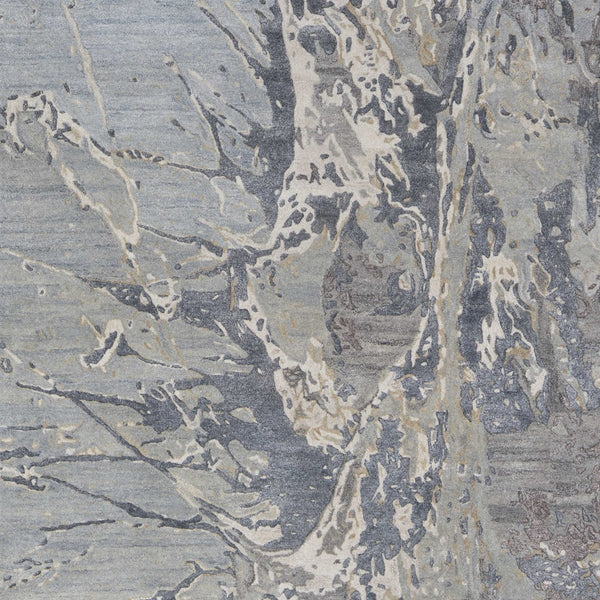 Homeroots 10' X 14' Abstract Hand-tufted Distressed Area Rug – Unique Artisan Craftsmanship For Cozy Spaces Blue,Taupe,Green Wool Blend 616958