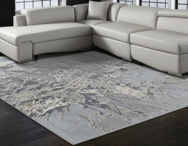 Homeroots 10' X 14' Abstract Hand-tufted Distressed Area Rug – Unique Artisan Craftsmanship For Cozy Spaces Blue,Taupe,Green Wool Blend 616958