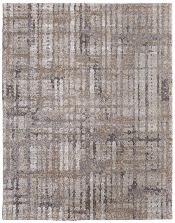 HomeRoots 10' Stylish Abstract Distressed Area Rug in Brown, Tan & Ivory – Perfect for Modern Homes & Durability 12' X 15' 616959