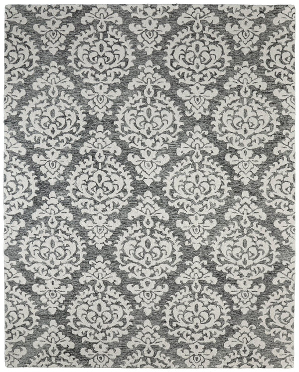 HomeRoots 10' Gray Ivory and Black Floral Hand-Tufted Area Rug - Timeless Style for Comfort and Elegance 12' X 15' 616960