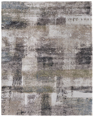 Homeroots 10' Stylish Abstract Distressed Area Rug - Durable, Stain Resistant, Perfect For Pets & Kids Spaces Gray,Taupe,Ivory Polypropylene Blend 616961