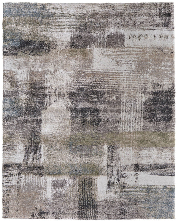 Homeroots 10' Stylish Abstract Distressed Area Rug - Durable, Stain Resistant, Perfect For Pets & Kids Spaces Gray,Taupe,Ivory Polypropylene Blend 616961