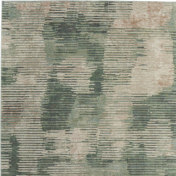 Homeroots 10' Stylish Abstract Distressed Area Rug – Durable, Stain-resistant Design For Homes With Kids & Pets Green,Ivory,Brown Polypropylene Blend 616962