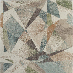 Homeroots 10' X 13' Stylish Checkered Area Rug - Durable, Stain Resistant, Perfect For Homes With Kids & Pets Ivory,Blue,Green Polypropylene Blend 616964