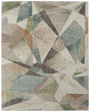 Homeroots 10' X 13' Stylish Checkered Area Rug - Durable, Stain Resistant, Perfect For Homes With Kids & Pets Ivory,Blue,Green Polypropylene Blend 616964