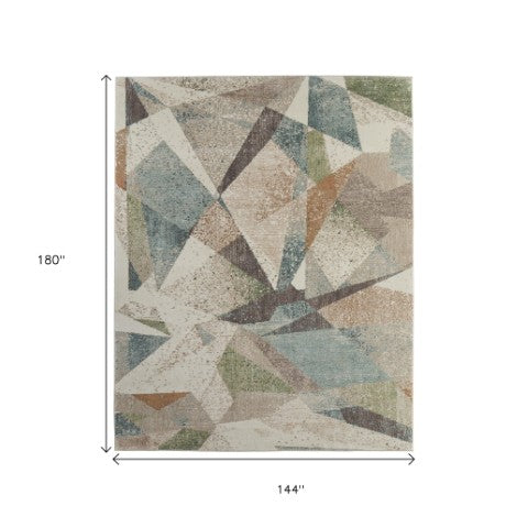 Homeroots 10' X 13' Stylish Checkered Area Rug - Durable, Stain Resistant, Perfect For Homes With Kids & Pets Ivory,Blue,Green Polypropylene Blend 616964