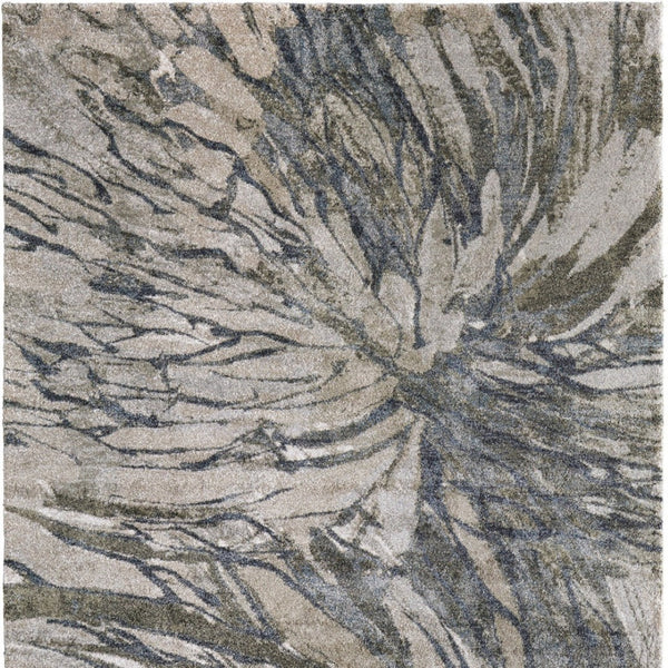 Homeroots 10' Artistic Abstract Area Rug – Stain Resistant, Durable, Boho Style For Cozy Home Decor Gray,Green,Ivory Polypropylene Blend 616965