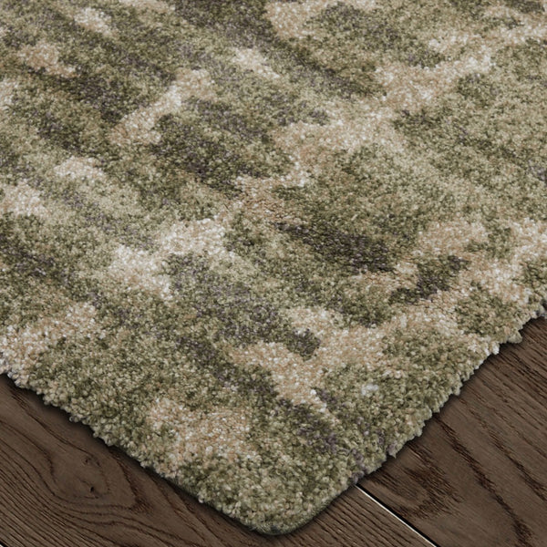 Homeroots 10' Stylish Abstract Area Rug - Durable, Stain Resistant & Perfect For Homes With Kids And Pets! Green,Tan Polypropylene Blend 616966