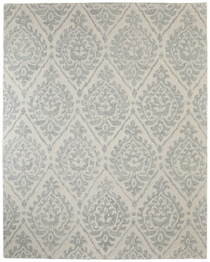 Homeroots 10' Hand Tufted Floral Area Rug - Stain Resistant, Unique Wool Blend Design For Modern Spaces Ivory,Gray Wool Blend 616967