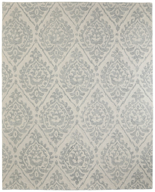 HomeRoots 10' Ivory and Gray Floral Hand-Tufted Area Rug - Timeless Elegance and Durable Comfort for Your Home 12' X 15' 616967