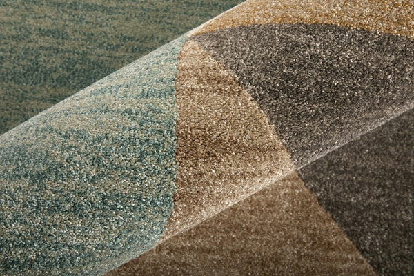 Homeroots 10' X 13' Stylish Checkered Area Rug - Durable, Stain-resistant, Perfect For Homes With Kids & Pets Ivory,Brown,Blue Polypropylene Blend 616968