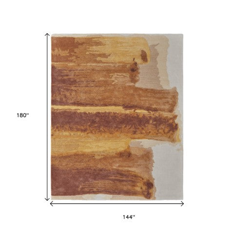 Homeroots 9' X 12' Abstract Hand Tufted Area Rug – Artisan Crafted Wool Blend For A Stylish Home Statement Red,Orange,Ivory Wool Blend 616970