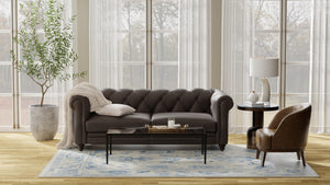 Homeroots 12' Hand Knotted Floral Area Rug With Fringe - Stain Resistant, Artisan Crafted, Timeless Appeal Ivory,Blue Wool Blend 616973