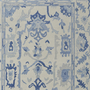 Homeroots 12' Hand Knotted Floral Area Rug With Fringe - Stain Resistant, Artisan Crafted, Timeless Appeal Ivory,Blue Wool Blend 616973