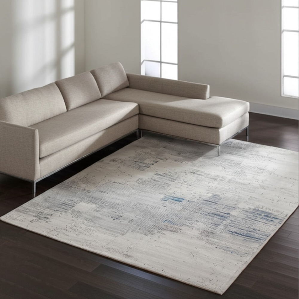 HomeRoots 12' Abstract Hand-Tufted Area Rug in Gray Taupe and Blue – Artisan Crafted Wool-Blend Elegance 12' X 15' 616975