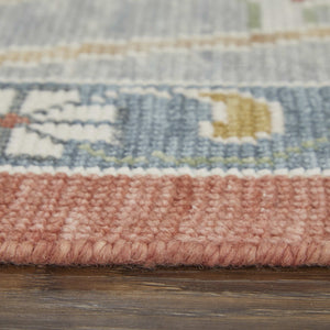 Homeroots 12' Hand Knotted Floral Area Rug In Red, Gray & Ivory With Fringe - Stain Resistant, Unique Design Red,Gray,Ivory Wool Blend 616976