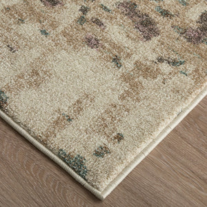 Homeroots 10' X 13' Abstract Distressed Area Rug - Durable, Stain Resistant, Perfect For Homes With Kids & Pets Ivory,Blue,Purple Polypropylene Blend 616977