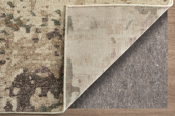 Homeroots 10' X 13' Abstract Distressed Area Rug - Durable, Stain Resistant, Perfect For Homes With Kids & Pets Ivory,Blue,Purple Polypropylene Blend 616977