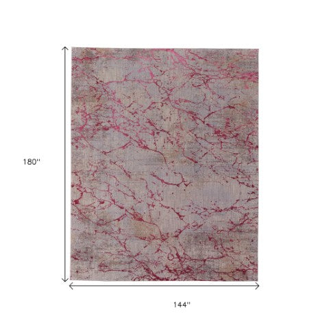 Homeroots 12' Abstract Area Rug In Pink, Gray & Taupe - Stylish, Soft, And Perfect For Any Room Décor! Pink,Gray,Taupe Polyester Blend 616978