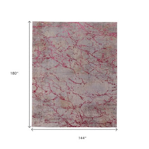 Homeroots 12' Abstract Area Rug In Pink, Gray & Taupe - Stylish, Soft, And Perfect For Any Room Décor! Pink,Gray,Taupe Polyester Blend 616978