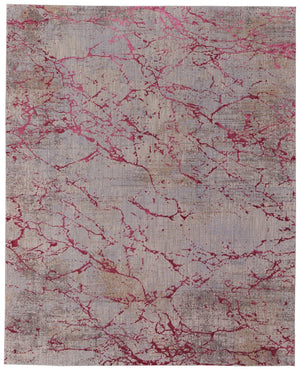 HomeRoots 12' X 15' Modern Abstract Area Rug in Pink, Gray, and Taupe – Perfect for Stylish Living Spaces 616978