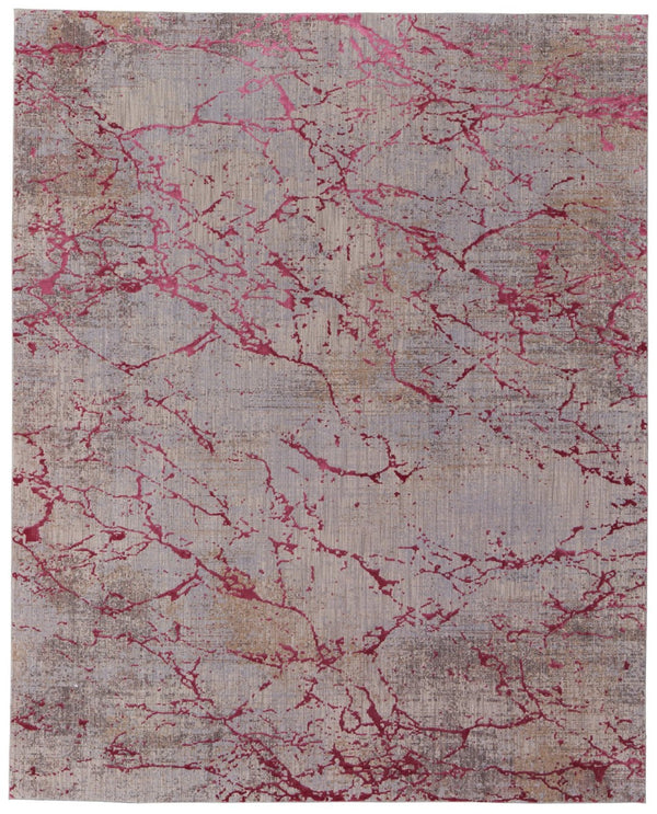 HomeRoots 12' X 15' Modern Abstract Area Rug in Pink, Gray, and Taupe – Perfect for Stylish Living Spaces 616978