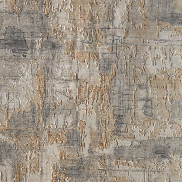 Homeroots 10' X 14' Abstract Distressed Area Rug - Stain Resistant, Premium Wool Blend For Stylish Comfort Gray,Tan,Ivory Wool Blend 616979