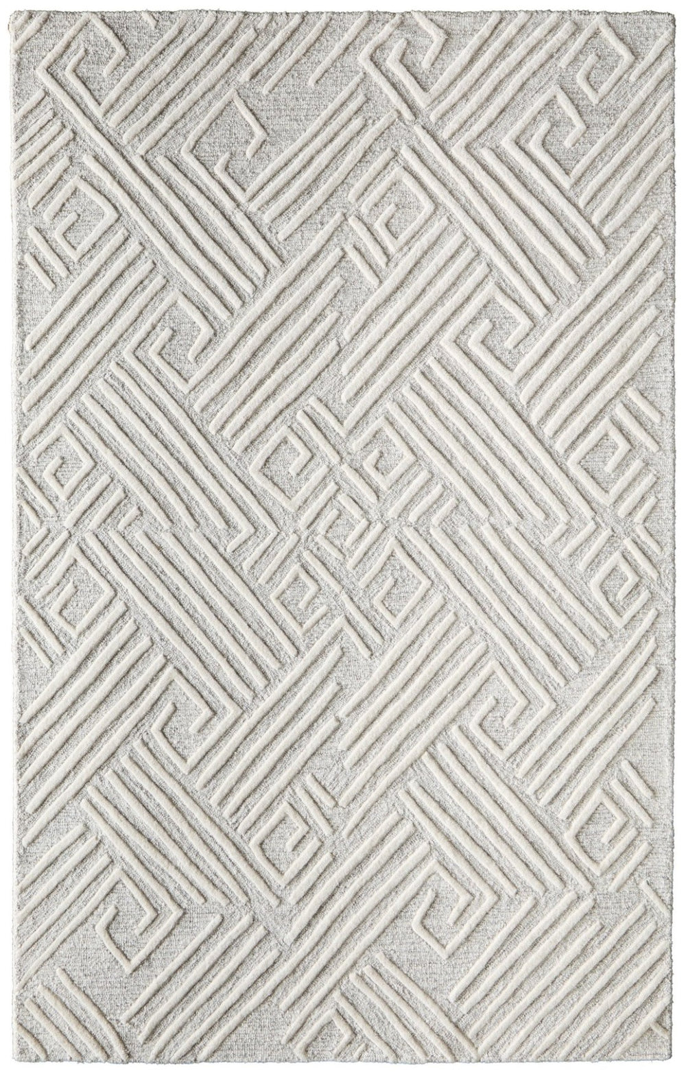 HomeRoots 12' X 15' Tan and Ivory Geometric Hand-Tufted Area Rug - Premium Wool-Blend, Stain & Fade Resistant 616980