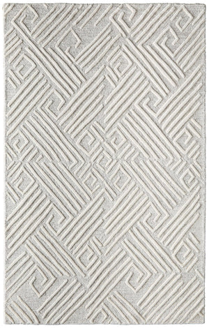 HomeRoots 12' X 15' Tan and Ivory Geometric Hand-Tufted Area Rug - Premium Wool-Blend, Stain & Fade Resistant 616980
