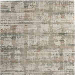 Homeroots 10' Textured Abstract Distressed Area Rug For Kids And Pets - Stain-resistant, Durable, Stylish Home Decor Ivory,Gray,Green Polypropylene Blend 616981