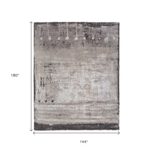 Homeroots 10' X 13' Abstract Distressed Area Rug - Durable, Stain-resistant, Perfect For Homes With Kids & Pets Gray,Ivory,Taupe Polypropylene Blend 616983