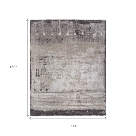 Homeroots 10' X 13' Abstract Distressed Area Rug - Durable, Stain-resistant, Perfect For Homes With Kids & Pets Gray,Ivory,Taupe Polypropylene Blend 616983