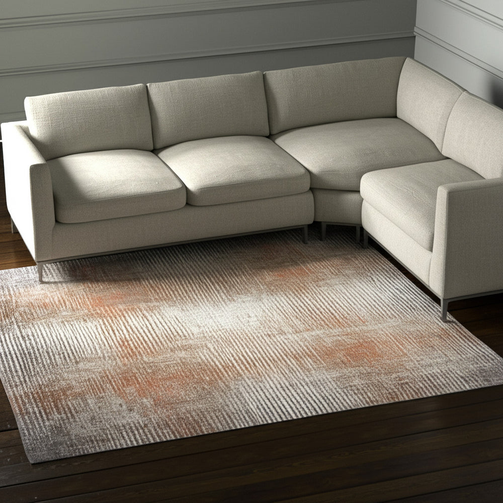 Homeroots 10' Abstract Area Rug - Durable Stain Resistant Design, Perfect For Homes With Kids & Pets! Ivory,Taupe,Pink Polypropylene Blend 616984