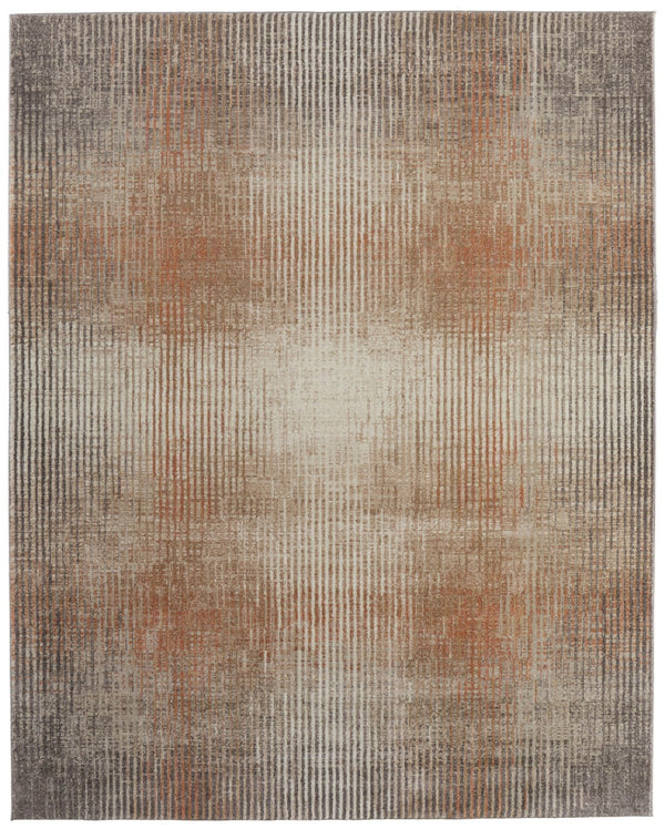 HomeRoots 10' Stylish Ivory Taupe and Pink Abstract Area Rug - Modern, Durable Design for Cozy Spaces 12' X 15' 616984