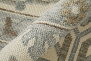 Homeroots 12' X 15' Hand Knotted Floral Area Rug In Ivory Gray And Brown - Stain Resistant, Stylish Fringe Ivory,Gray,Brown Wool Blend 616986